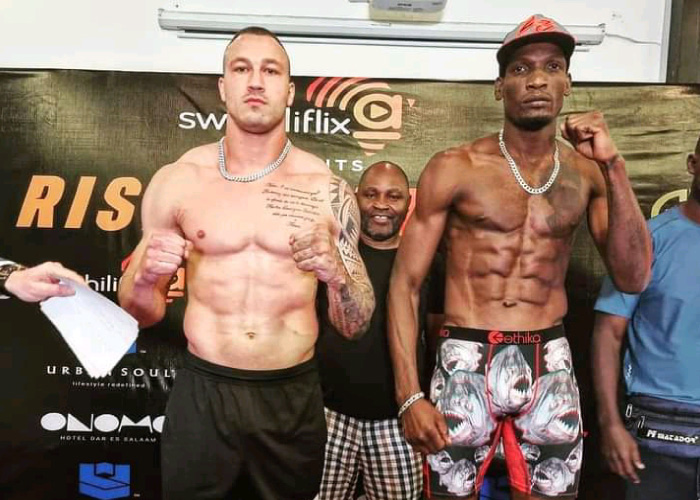 The heavyweight boxer Shafik Kiwanuka and Chris Thompson
